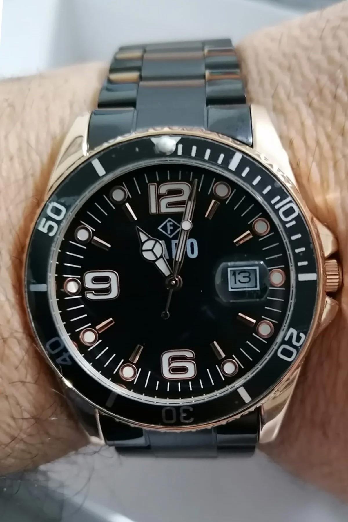 Q&Q RH 0061 Takvimli Siyah Kordon Analog Kol Saati