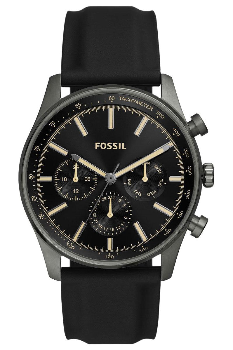 Fossil FBQ2746 Takvimli 44 mm Siyah Silikon Kordon Analog Erkek Kol Saati