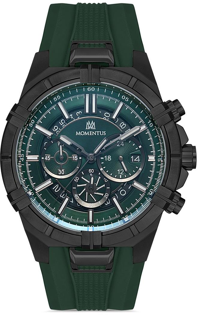 Momentus SM374T-15YN Takvimli 45 mm Yeşil Silikon Kordon Analog Erkek Kol Saati