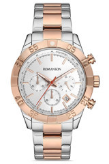Romanson TM8A12HMJJASR5 Takvimli Gri-Rose Gold Çelik Kordon Analog Erkek Kol Saati