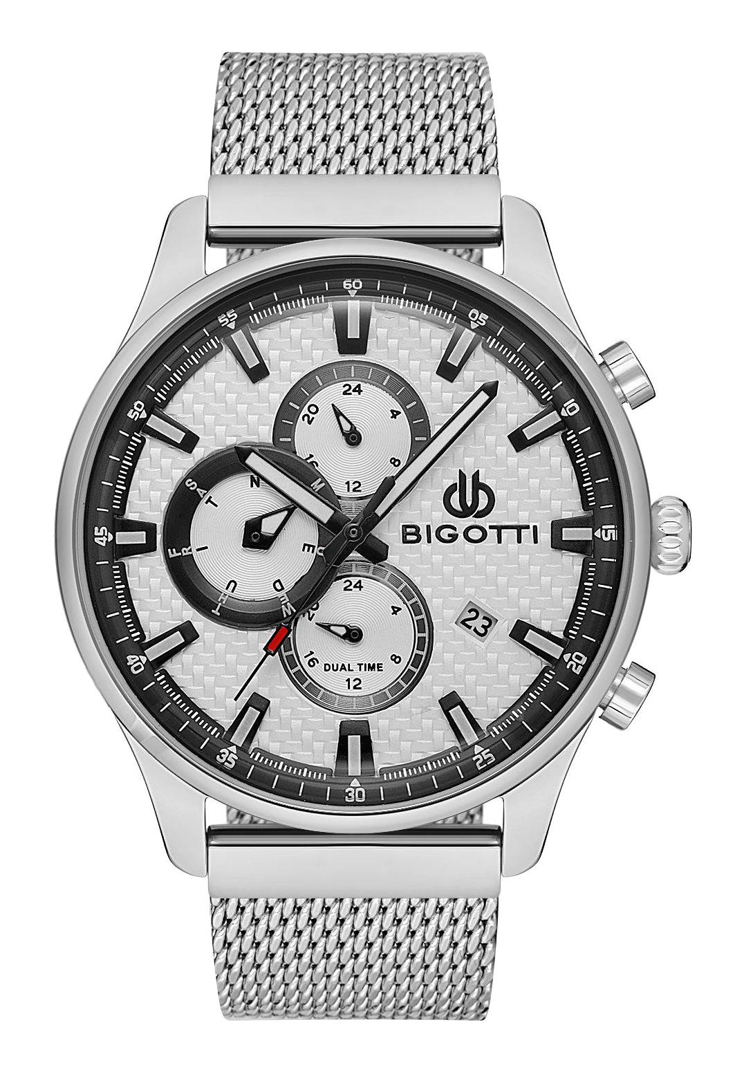 Bigotti BG.1.10285.1 Takvimli 44 mm Çelik-Hasır Kordon Analog Erkek Kol Saati