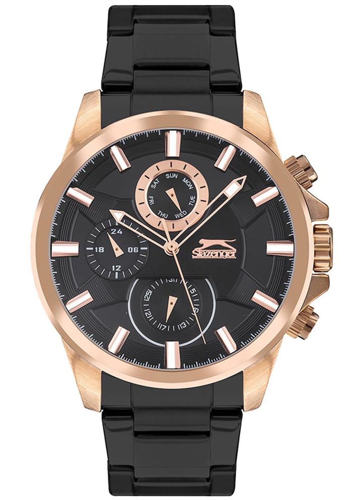 Slazenger SL.09.2037.2.03 Takvimli 43 mm Siyah Çelik Kordon Analog Erkek Kol Saati