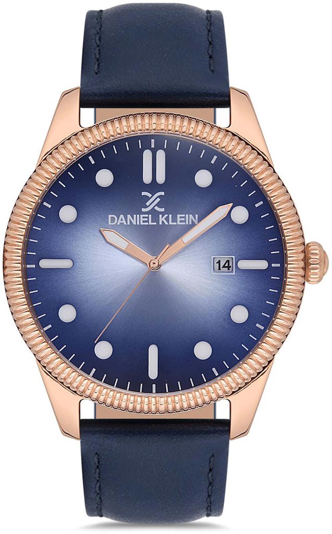 Daniel Klein DK.1.12575.3 Takvimli 46 mm Lacivert Deri Kordon Analog Erkek Kol Saati