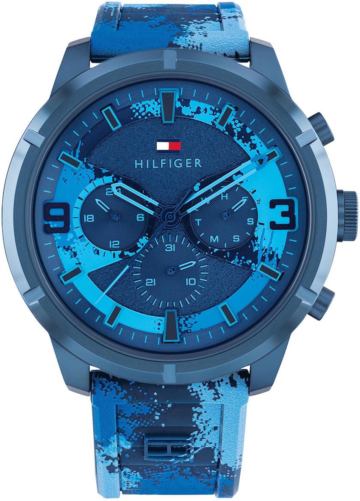 Tommy Hilfiger TH1792073 Takvimli 50 mm Mavi Silikon Kordon Analog Erkek Kol Saati