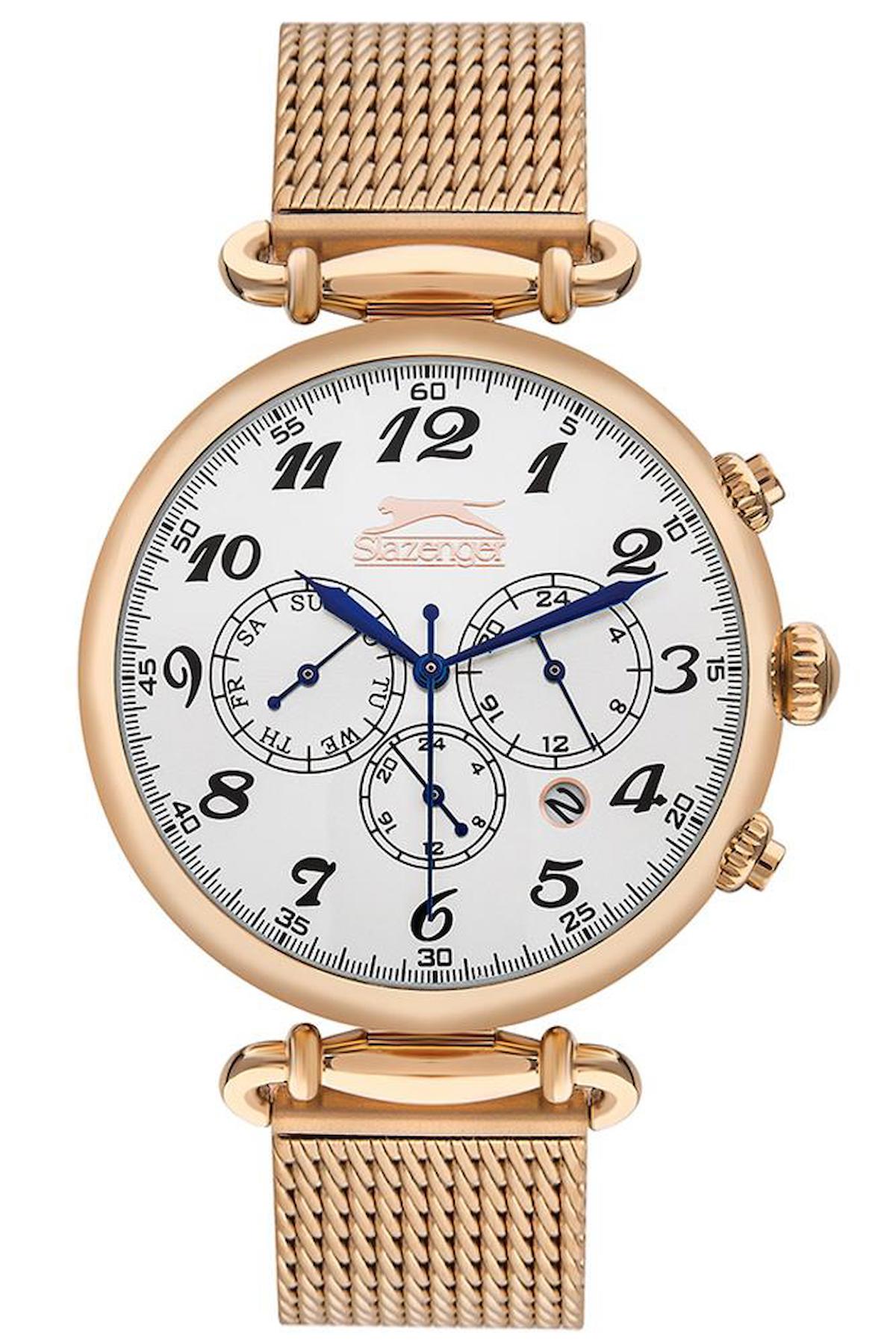 Slazenger SL.09.2200.2.02 Takvimli 43 mm Rose Gold Çelik Kordon Analog Erkek Kol Saati