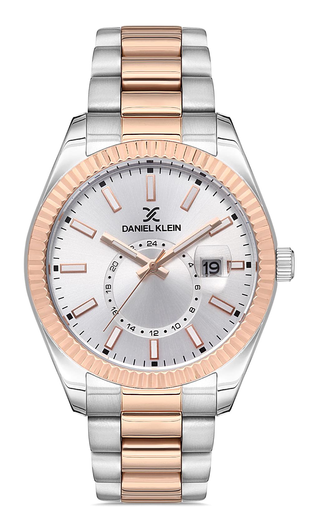 Daniel Klein DK.1.12864.4 Takvimli Gri-Rose Gold Metal Kordon Analog Erkek Kol Saati