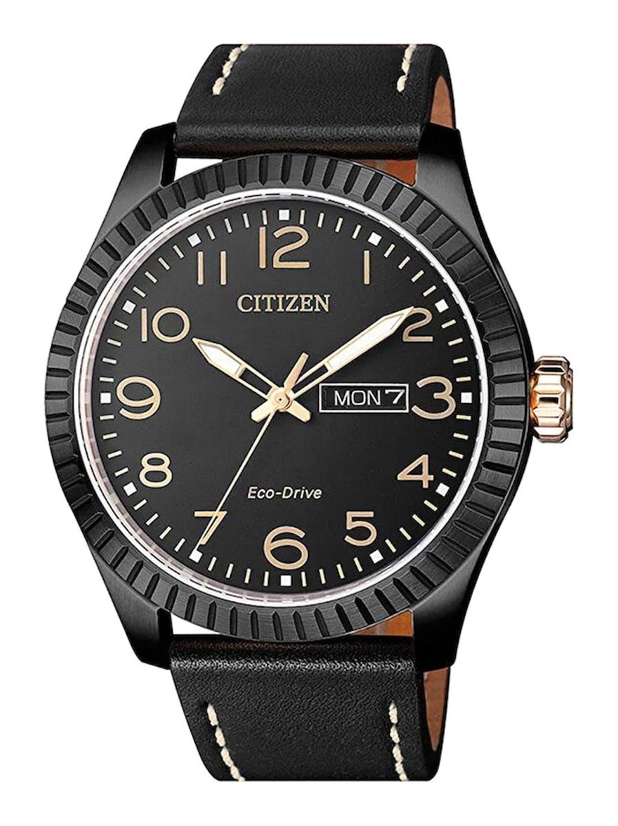 Citizen BM8538-10E Takvimli Siyah Deri Kordon Analog Erkek Kol Saati