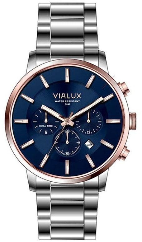 Vialux VX533T-11SR Takvimli 44 mm Çelik Kordon Analog Kol Saati