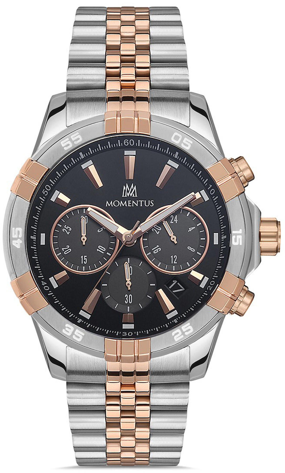 Momentus SM367T-04SR Takvimli 44 mm Bakır-Çelik Kordon Analog Kol Saati