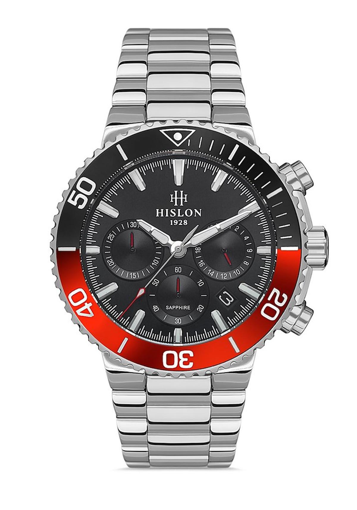 Hislon MS137T-04SB Pusulalı Takvimli Çelik Kordon Analog Erkek Kol Saati
