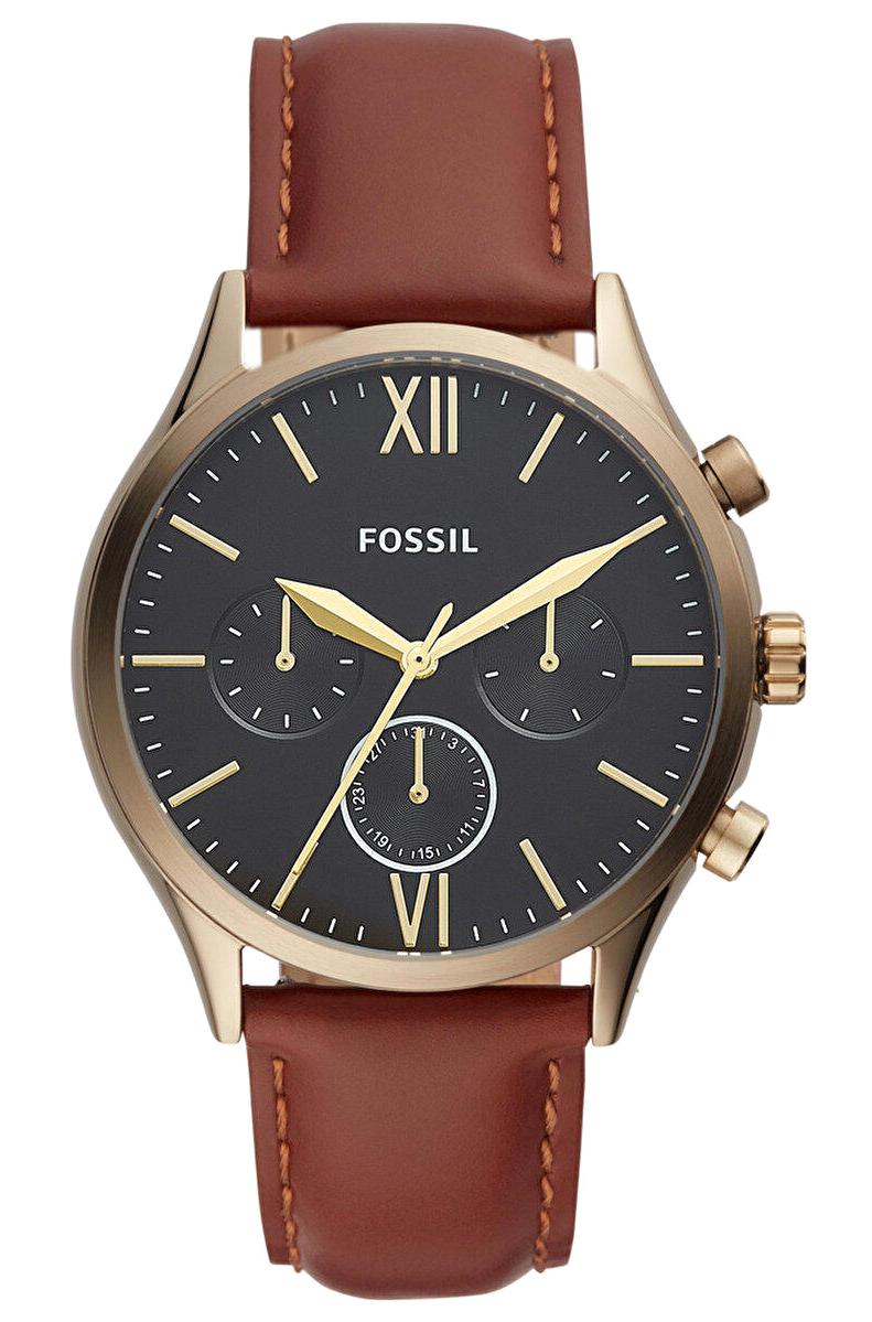 Fossil FBQ2404 Takvimli 44 mm Kahverengi Deri Kordon Analog Erkek Kol Saati