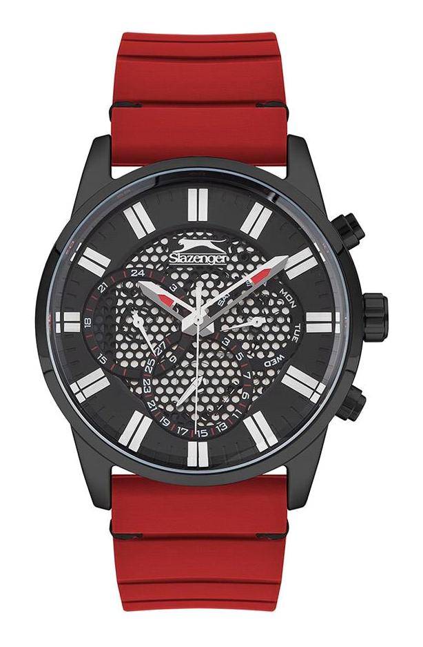 Slazenger SL.09.1939.2.03 Takvimli 46-50 mm Kırmızı Silikon Kordon Analog Erkek Kol Saati