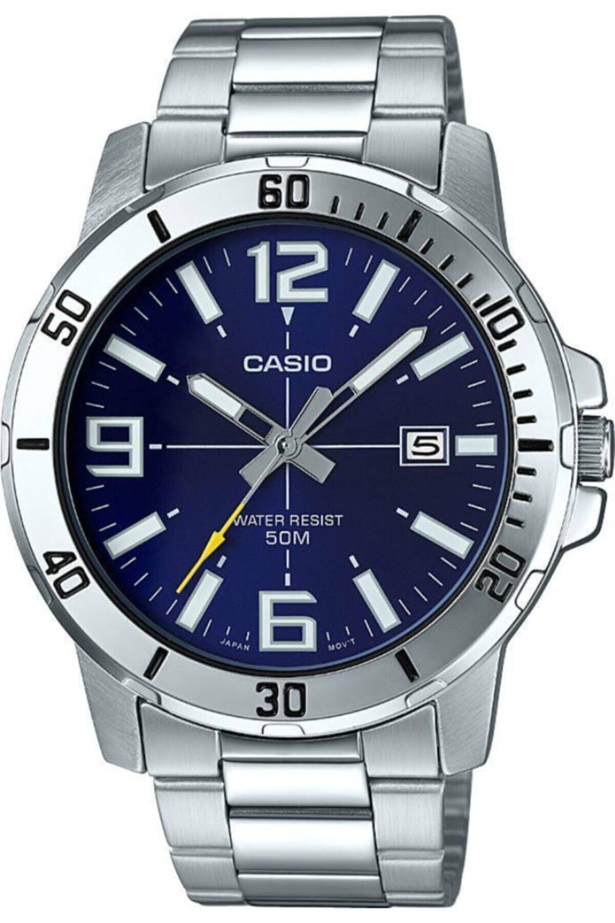 Casio MTP-VD01D-2B Takvimli 45 mm Çelik Kordon Analog Kol Saati