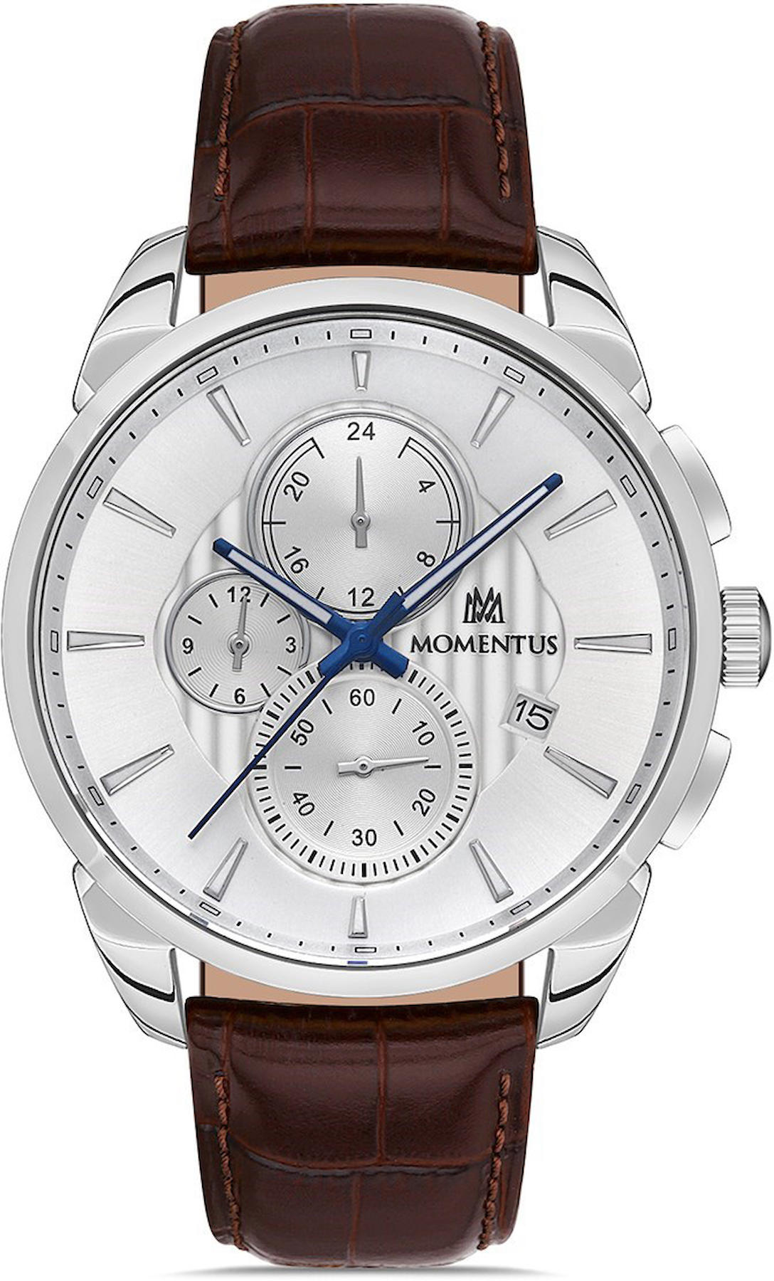 Momentus CC206S-02KS Takvimli 45 mm Kahverengi Deri Kordon Analog Kol Saati