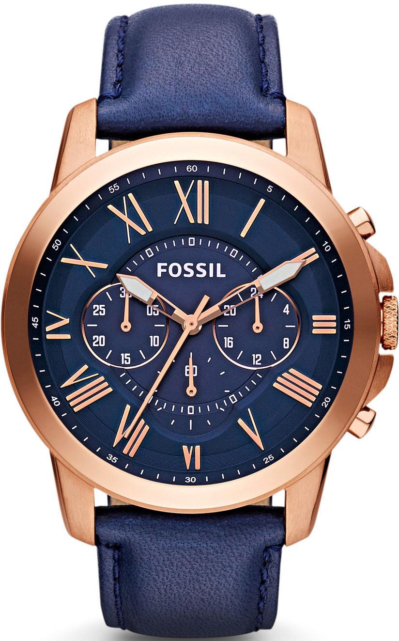 Fossil FS4835 Takvimli 44 mm Lacivert Deri Kordon Analog Erkek Kol Saati