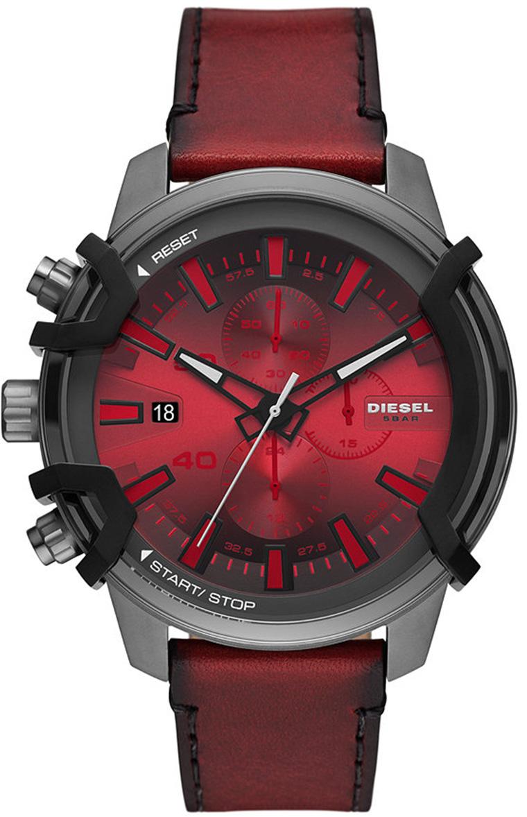 Diesel DZ4594 Takvimli 42 mm Kırmızı Deri Kordon Analog Erkek Kol Saati