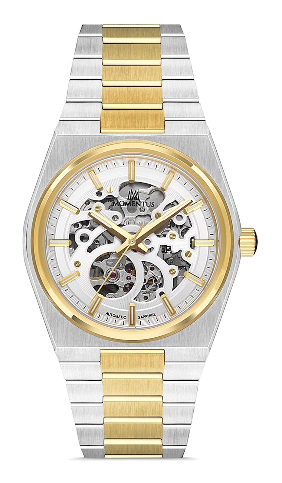 Momentus TM346T-16SG Takvimli 44 mm Altın-Çelik Kordon Analog Erkek Kol Saati
