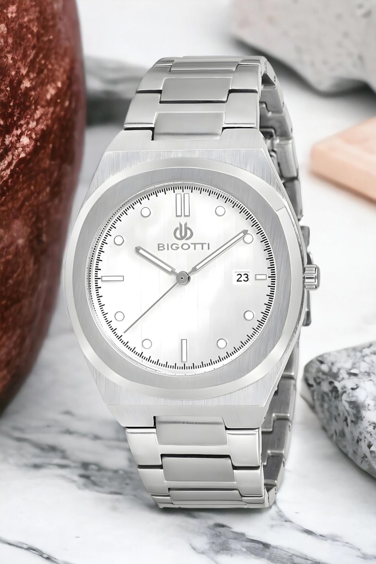 Bigotti BG.1.10164.4 Takvimli 44 mm Çelik Kordon Analog Erkek Kol Saati