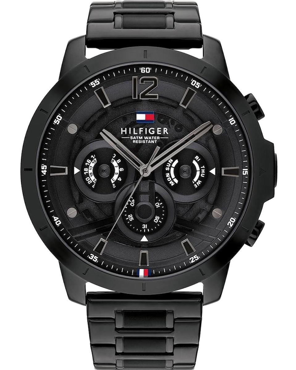 Tommy Hilfiger TH1710494 Takvimli 44 mm Siyah Çelik Kordon Analog Erkek Kol Saati