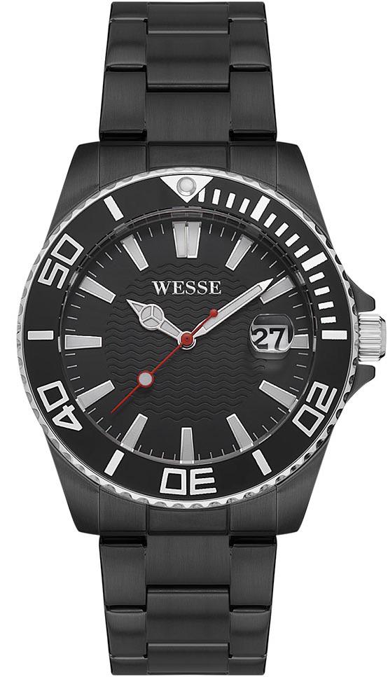 Wesse WWG207104 Takvimli 42 mm Siyah Çelik Kordon Analog Erkek Kol Saati