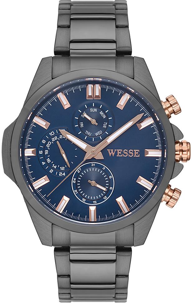 Wesse WWG205801 Pusulalı Takvimli 44 mm Füme Çelik Kordon Analog Erkek Kol Saati