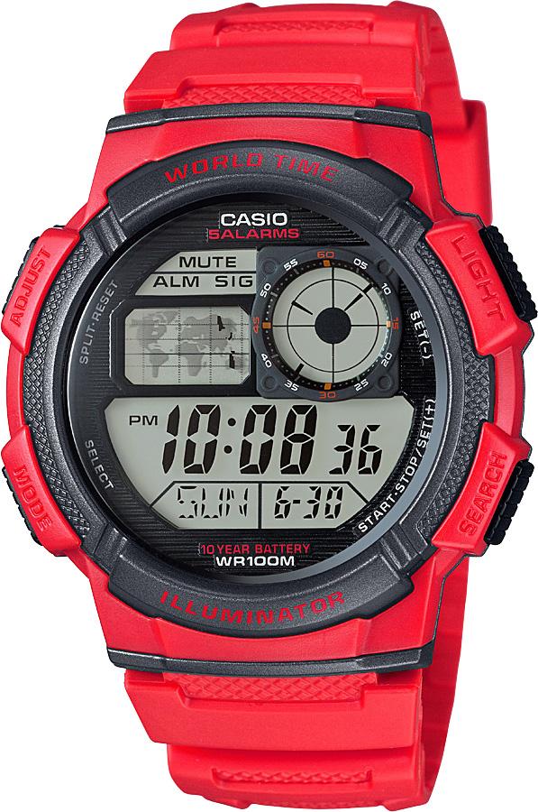 Casio AE-1000W-4AVDF Takvimli 43.7 mm Kırmızı Silikon Kordon Analog Erkek Kol Saati