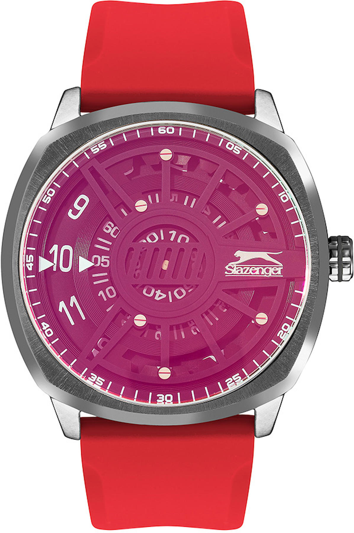 Slazenger SL.09.2211.1.04 50 mm Kırmızı Silikon Kordon Analog Erkek Kol Saati