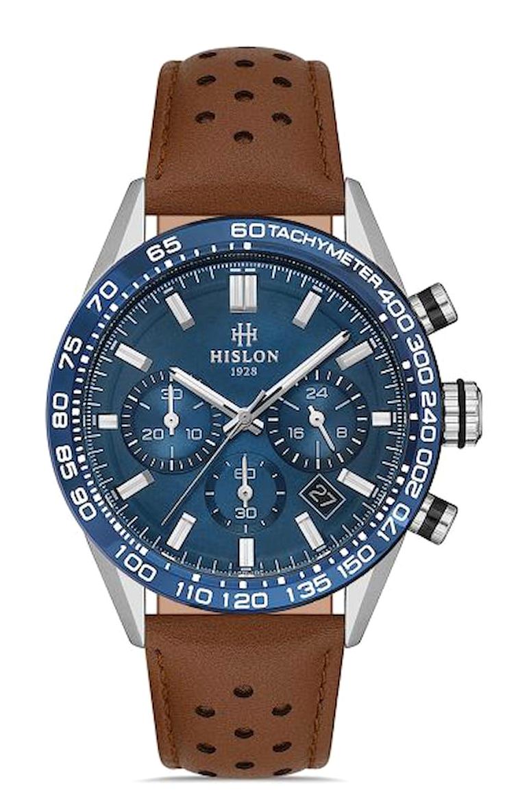 Hislon MS107T-11KS Pusulalı Takvimli 44 mm Kahverengi Deri Kordon Analog Erkek Kol Saati