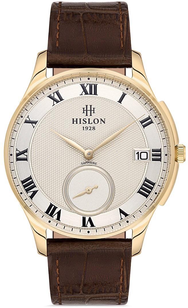 Hislon CL120G-08KG Pusulalı Takvimli 40 mm Kahverengi Deri Kordon Analog Erkek Kol Saati