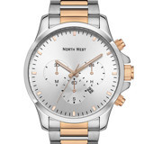 Northwest NW-2105-E Takvimli 41-45 mm Gri-Rose Gold Çelik Kordon Analog Kol Saati