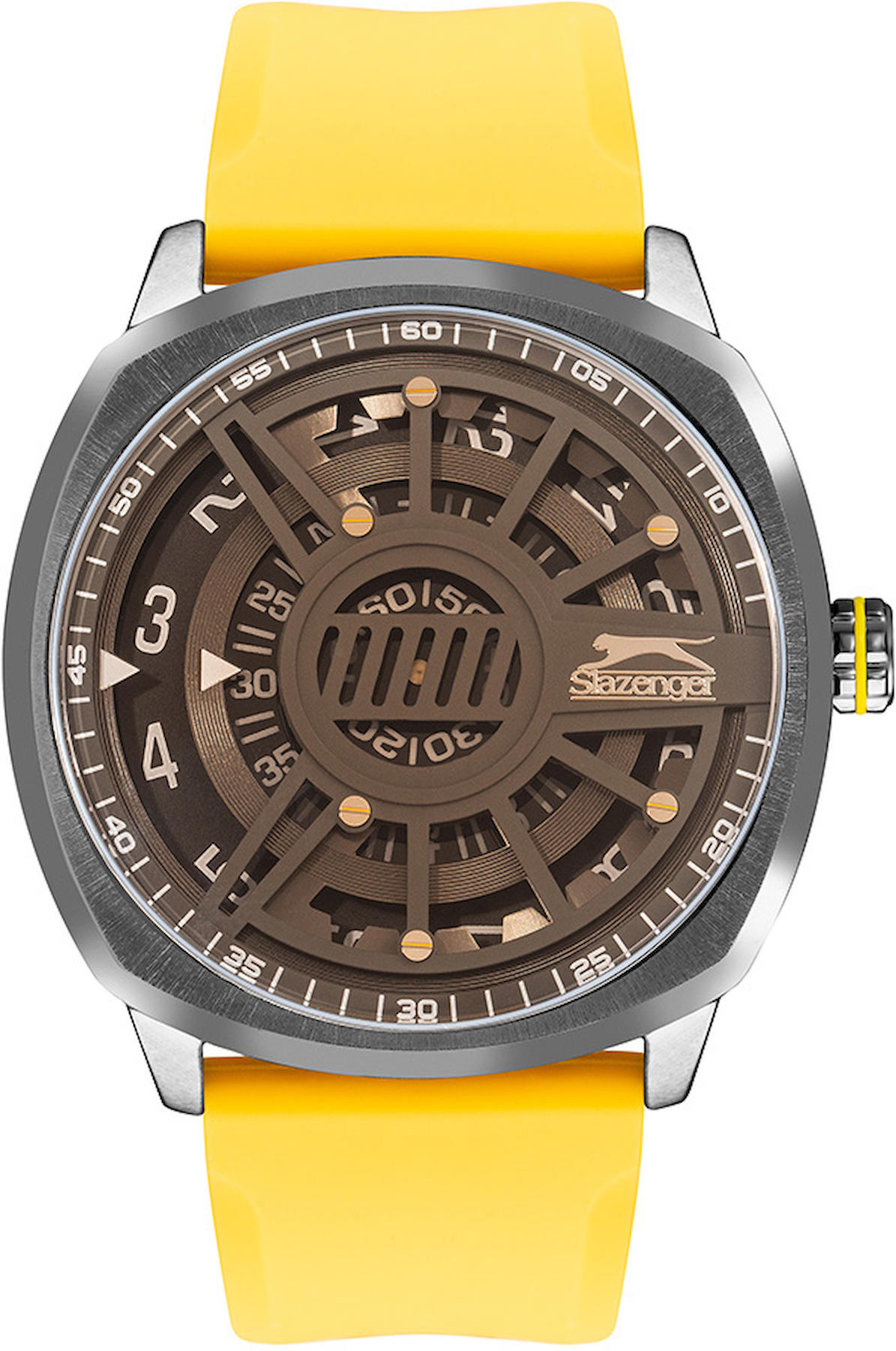 Slazenger SL.09.2211.1.03 50 mm Sarı Silikon Kordon Analog Erkek Kol Saati