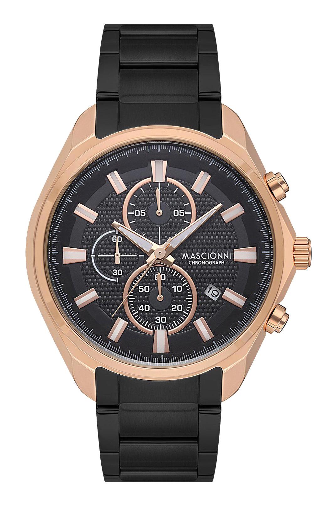 Mascionni M.1.1219.06 Takvimli 44 mm Siyah Metal Kordon Analog Erkek Kol Saati