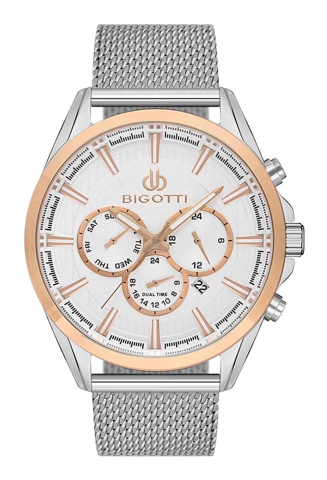 Bigotti BG.1.10283.4 Takvimli 45 mm Çelik-Hasır Kordon Analog Erkek Kol Saati
