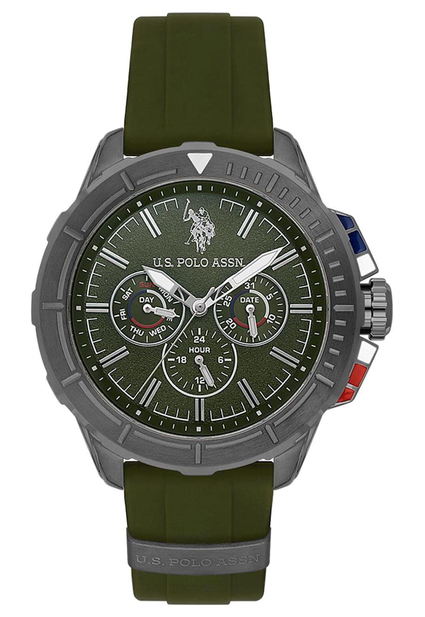 U.S. Polo Assn USPA1066-04 Takvimli 43 mm Yeşil Silikon Kordon Analog Erkek Kol Saati