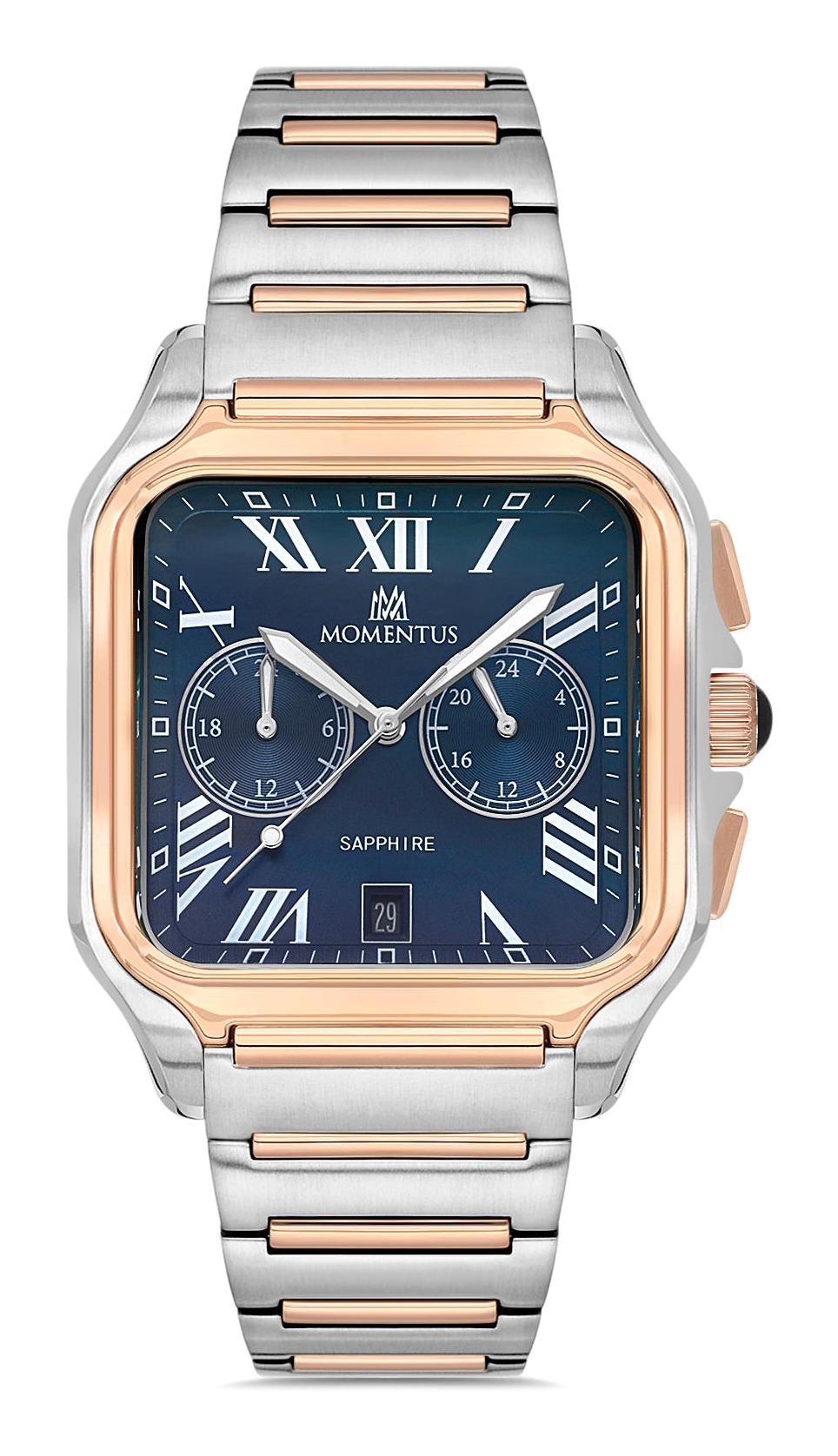 Momentus TM348T-11SR Takvimli 40 mm Altın-Çelik Kordon Analog Erkek Kol Saati
