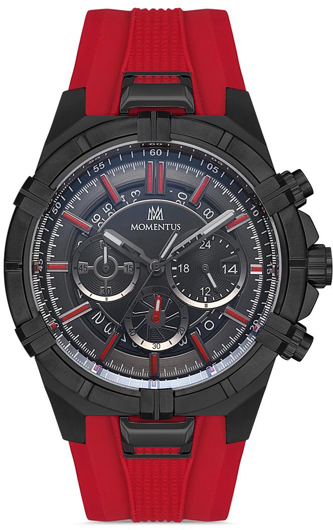 Momentus SM374T-04KN Takvimli 45 mm Kırmızı Plastik Kordon Analog Erkek Kol Saati