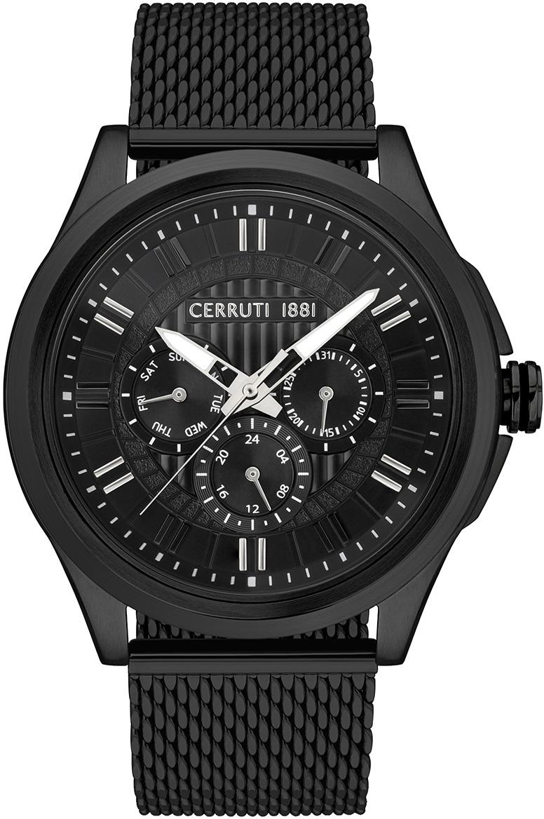 Cerruti 1881 CIWGK2108901 Takvimli 44 mm Siyah Çelik Kordon Analog Erkek Kol Saati