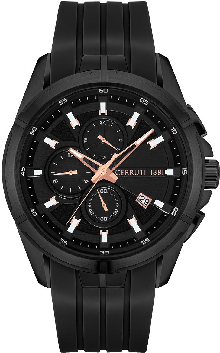 Cerruti 1881 CIWGQ2108803 Takvimli 44 mm Si̇yah Silikon Kordon Analog Erkek Kol Saati