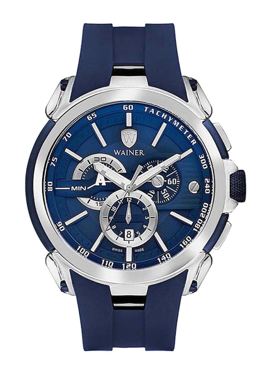 Wainer WA.16910-I Pusulalı Takvimli 48 mm Lacivert Silikon Kordon Analog Erkek Kol Saati