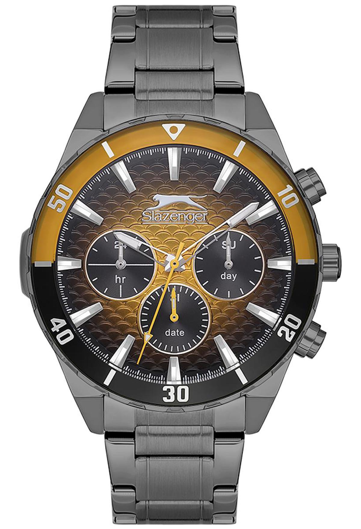 Slazenger SL.09.2326.2.02 Takvimli 46 mm Füme Çelik Kordon Analog Erkek Kol Saati