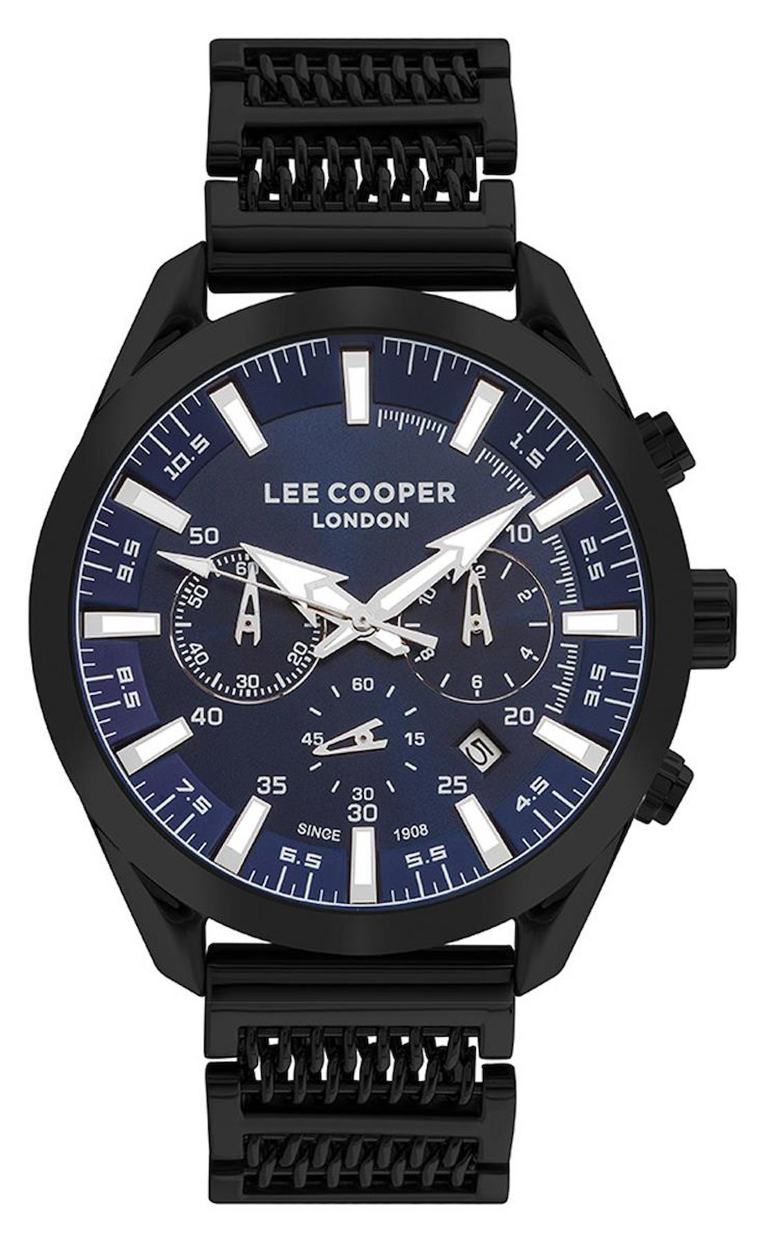 Lee Cooper LC07556.690-NM Takvimli 44 mm Siyah Çelik Kordon Analog Erkek Kol Saati