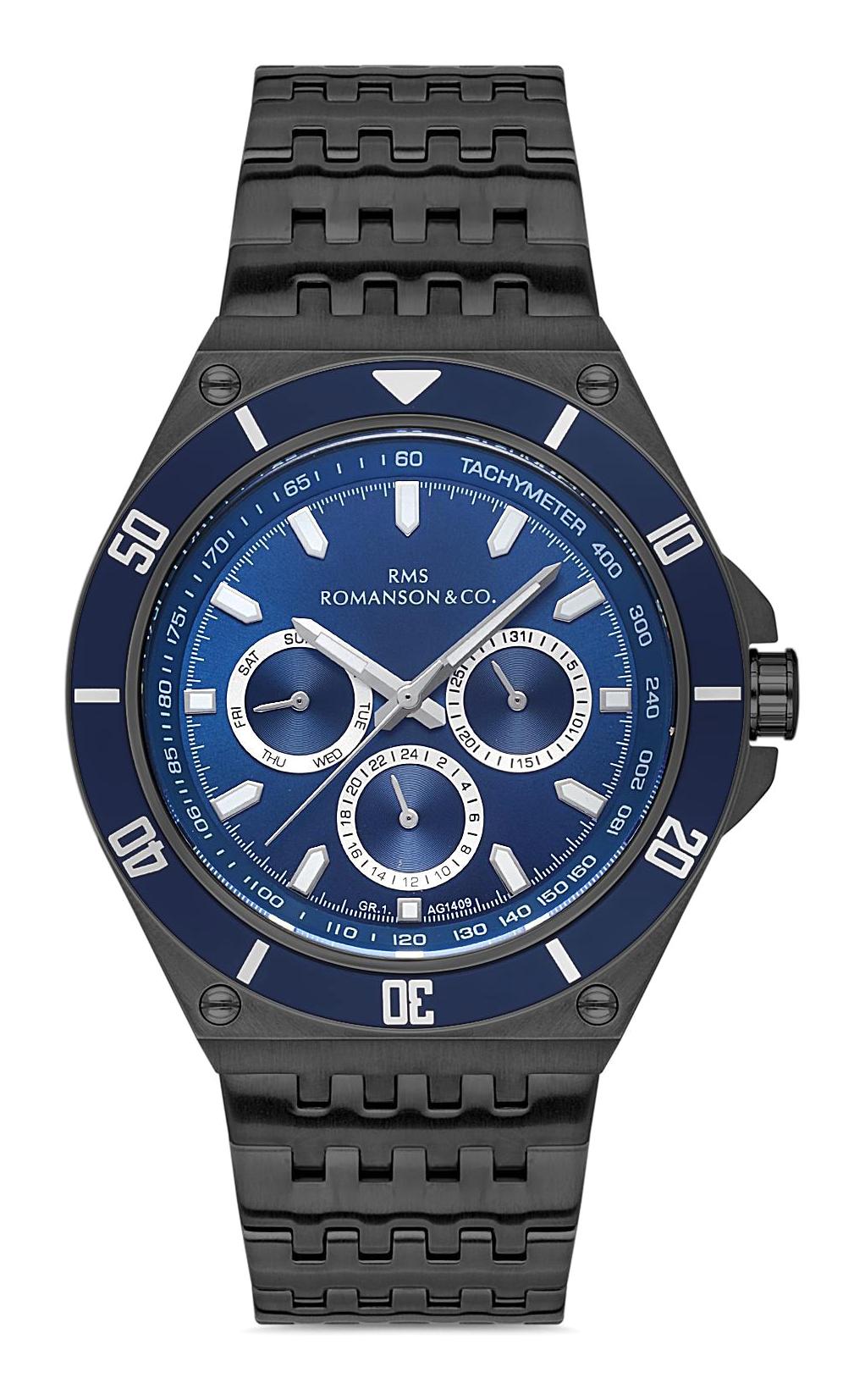 Grand Romanson GR.1.AG1409.06 Takvimli 43 mm Siyah Çelik Kordon Analog Erkek Kol Saati