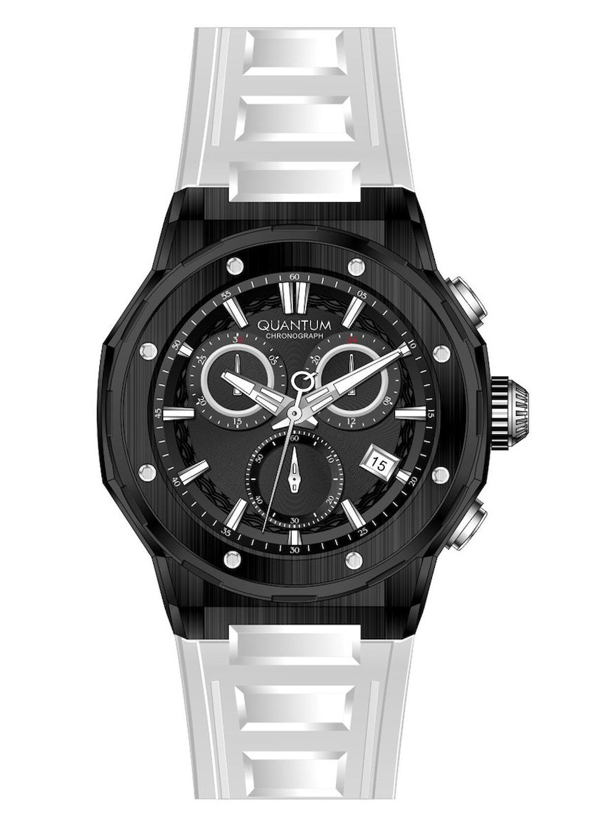 Quantum HNG1082.659 Takvimli 46-50 mm Beyaz Silikon Kordon Analog Erkek Kol Saati