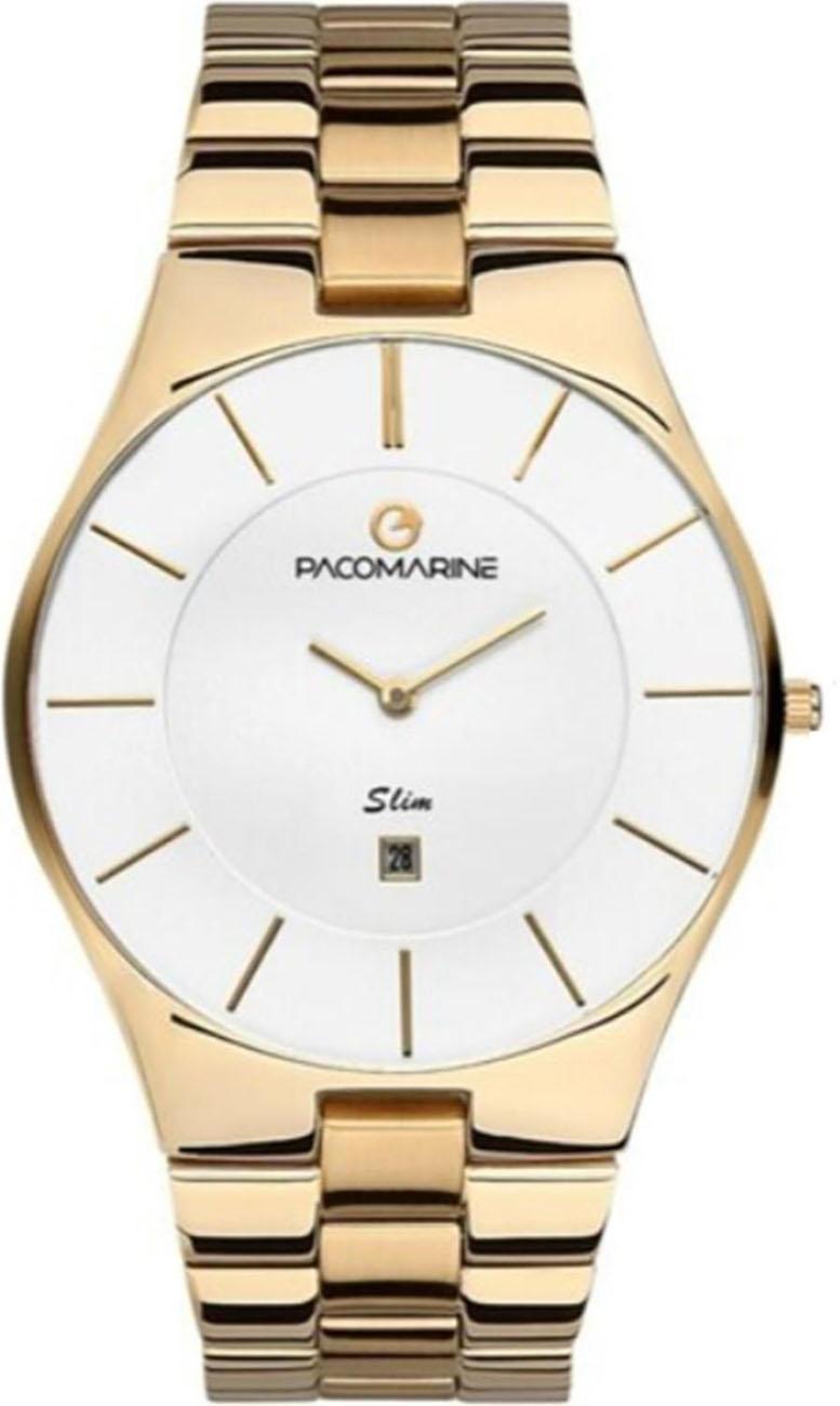 Pacomarine PM.11002.03 Takvimli 42 mm Altın Çelik Kordon Analog Kol Saati