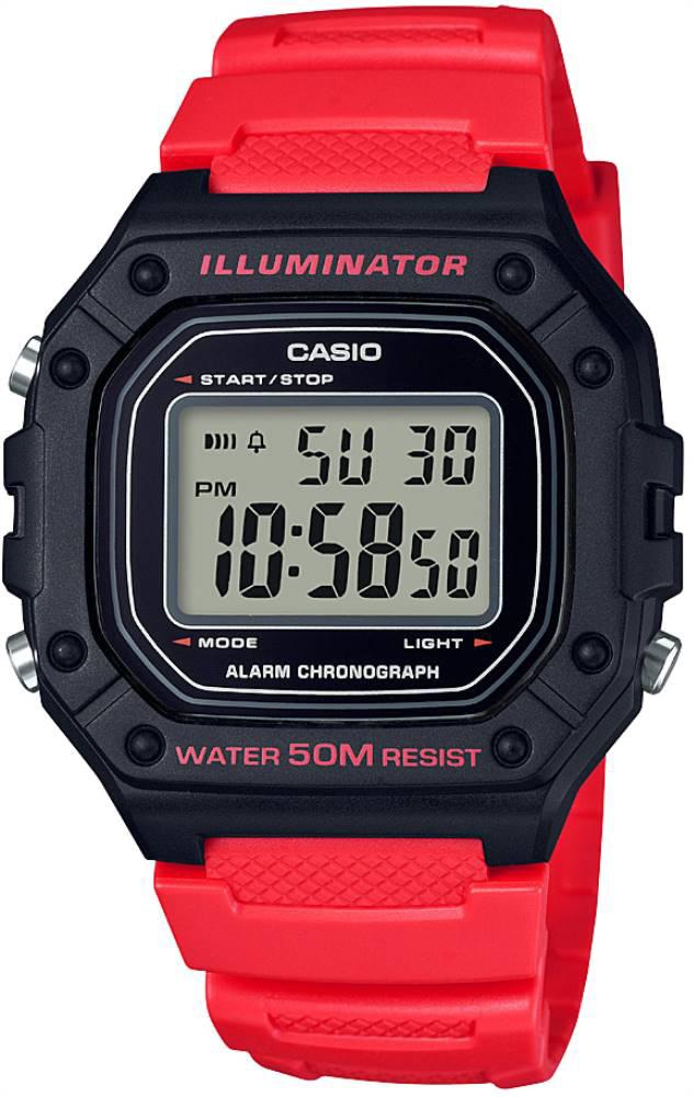 Casio W-218H-4BVDF Takvimli 42 mm Kırmızı Silikon Kordon Dijital Kol Saati