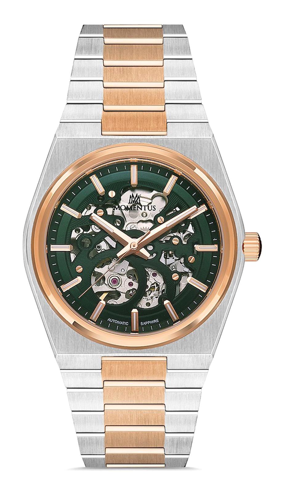 Momentus TM346T-17SR Takvimli 40 mm Gri-Rose Gold Çelik Kordon Analog Erkek Kol Saati