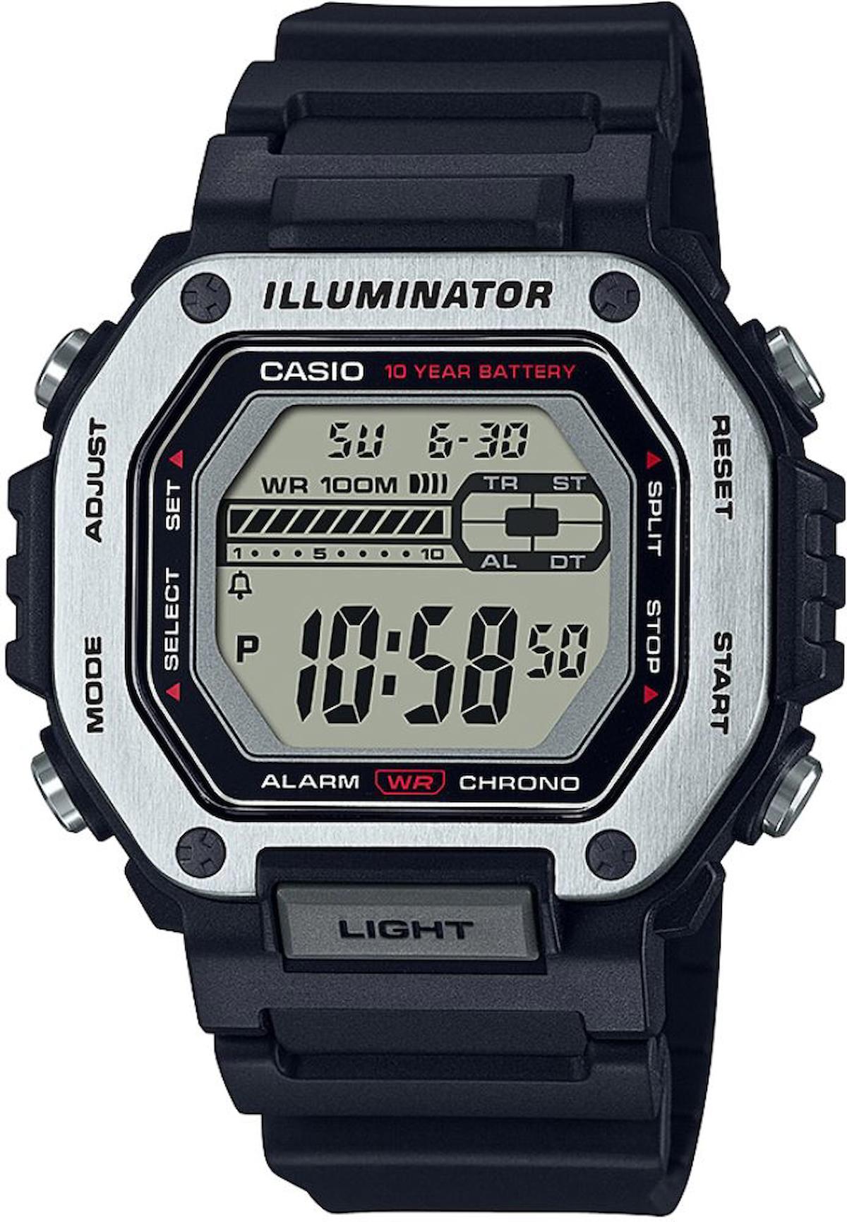 Casio MWD-110H-1AVDF Takvimli Siyah Plastik Kordon Dijital Erkek Kol Saati