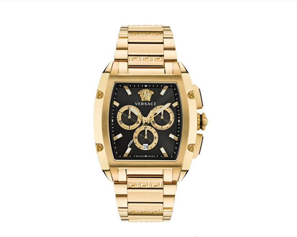 Versace VRSCVE6H00523 Takvimli 42 mm Altın Çelik Kordon Analog Erkek Kol Saati