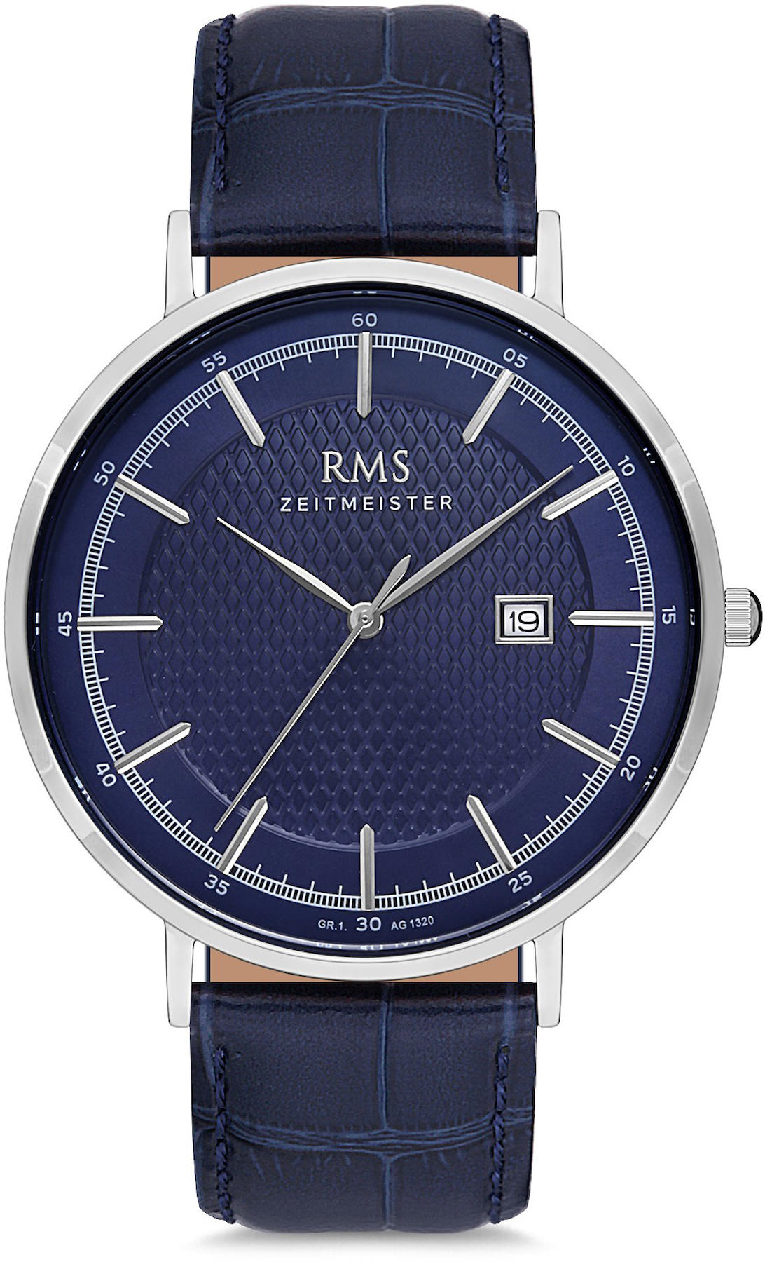 Romanson GR.1.AG1320.03 Takvimli 43 mm Lacivert Deri Kordon Analog Kol Saati