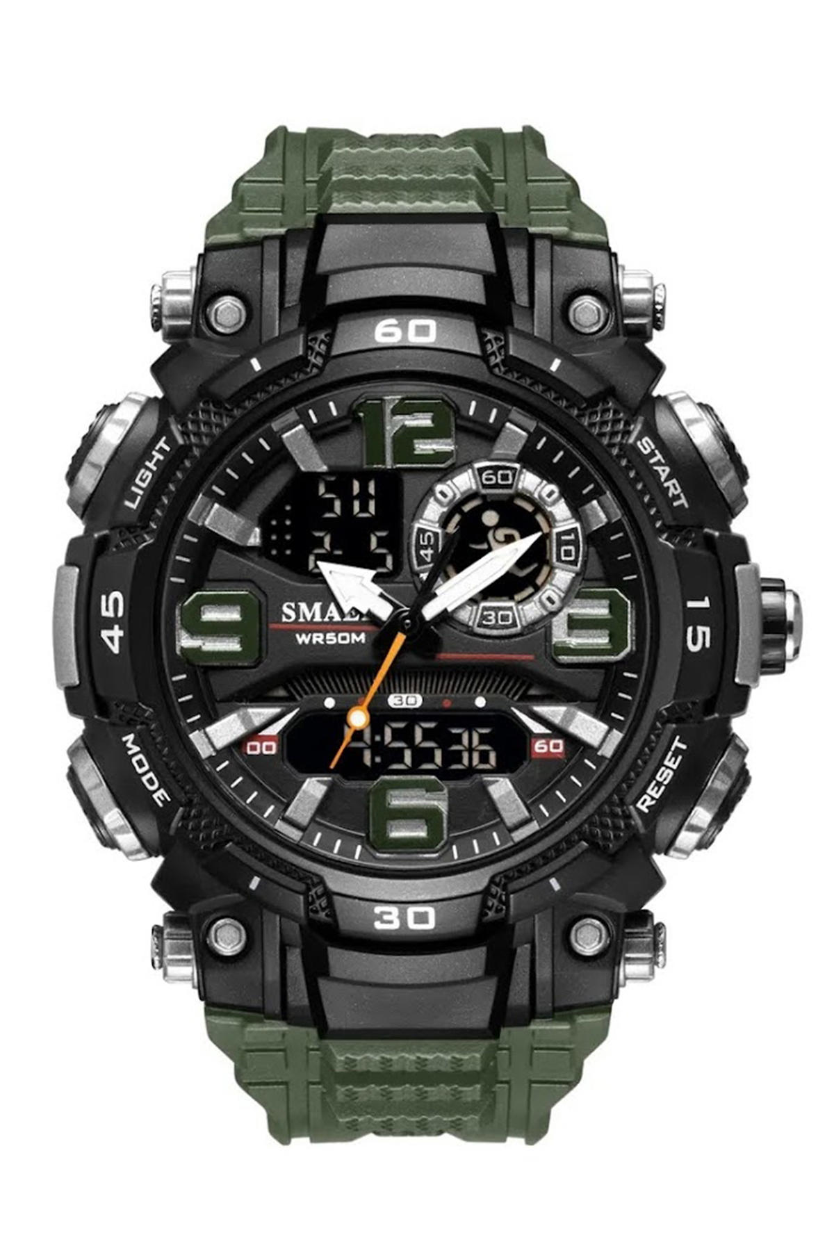 Smael 1921Y Takvimli 44 mm Yeşil Silikon Kordon Analog Erkek Kol Saati